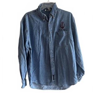 Large - Women's - Port and Company - Oversized Premier‎ Designs Denim Button-Up